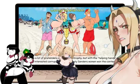 Busty Family Cheer Squad – Beach Day - Screenshot 2